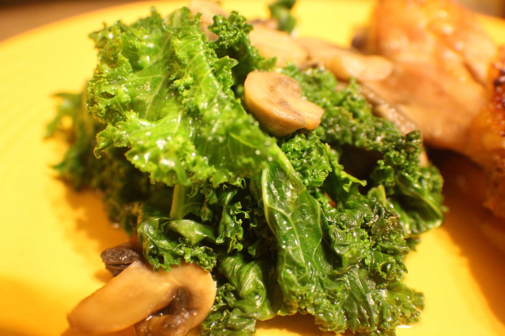 kale with maple chix